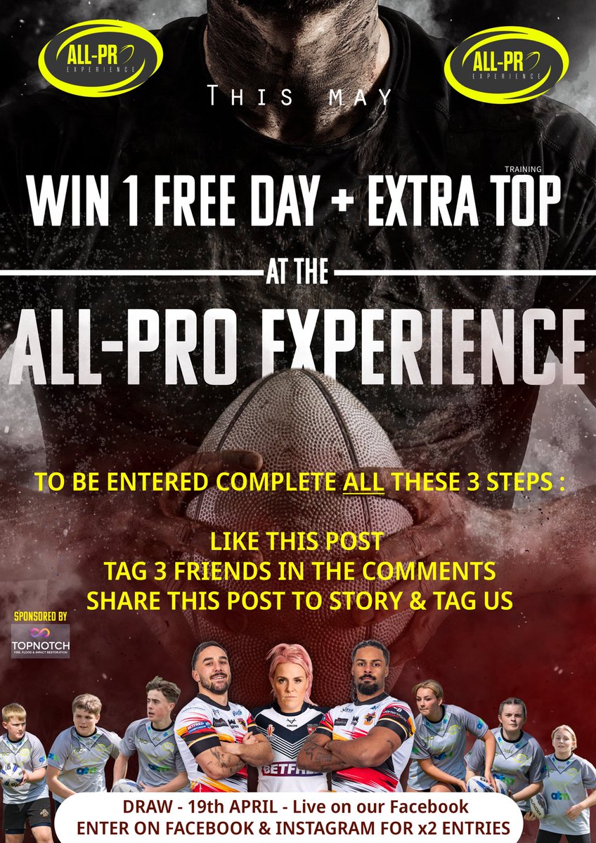 🚨𝐆𝐈𝐕𝐄𝐀𝐖𝐀𝐘!🏉 for this Mays incredible ALL-PRO EXPERIENCE 🏆

Go over to our Facebook &amp; instagram for more information &amp; to ENTER 🫱🏼‍🫲🏽
