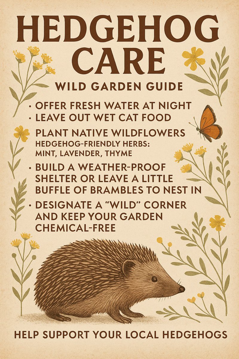 While they don’t nibble on herbs themselves, it’s lovely to know the herbs are safe for them to be around. Thyme, especially, can attract moth caterpillars—an unexpected treat for a hungry hog passing through.
#hedgehog