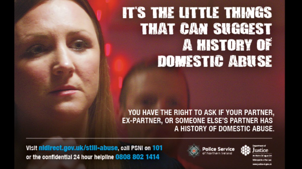 Justice NI (@justice_ni) on Twitter photo If you’re worried that your partner, ex-partner or the partner of someone you know has a history of violence and abuse, you can ask the <a href="/PoliceServiceNI/">Police Service NI</a> to check for you using the Domestic Violence and Abuse Disclosure Scheme.
➡️nidirect.gov.uk/articles/check… If you’re worried that your partner, ex-partner or the partner of someone you know has a history of violence and abuse, you can ask the <a href="/PoliceServiceNI/">Police Service NI</a> to check for you using the Domestic Violence and Abuse Disclosure Scheme.
➡️nidirect.gov.uk/articles/check…