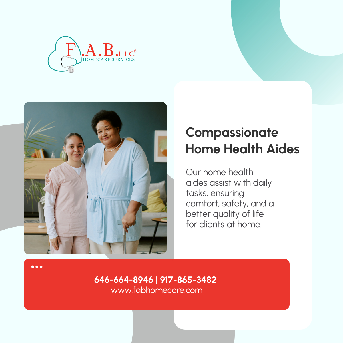 FABLLCHomecare's tweet photo. Need help with daily activities? Our compassionate home health aides are here to provide support and care. Private Pay clients are welcome—call us to get started.

#HomeHealthCare #NewYorkNY #HomeHealthAide https://t.co/bvXXJSMIaz