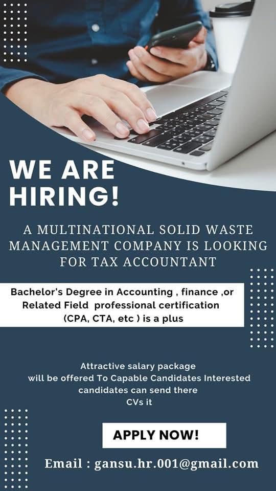 GCHITP's tweet photo. Date: 15-Apr-2025

A MULTINATIONAL SOLID WASTE MANAGEMENT COMPANY IS LOOKING FOR TAX ACCOUNTANT...

#jobinkarachi
#jobnews #jobupdated
#dailynewsupda #newsupdatetoday https://t.co/WgkIdTDLfo