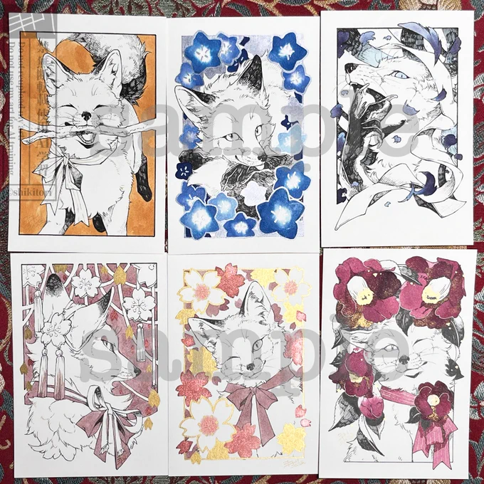 #もふもふしっぽのきつね達展7 
こちらの9枚を販売します🦊 