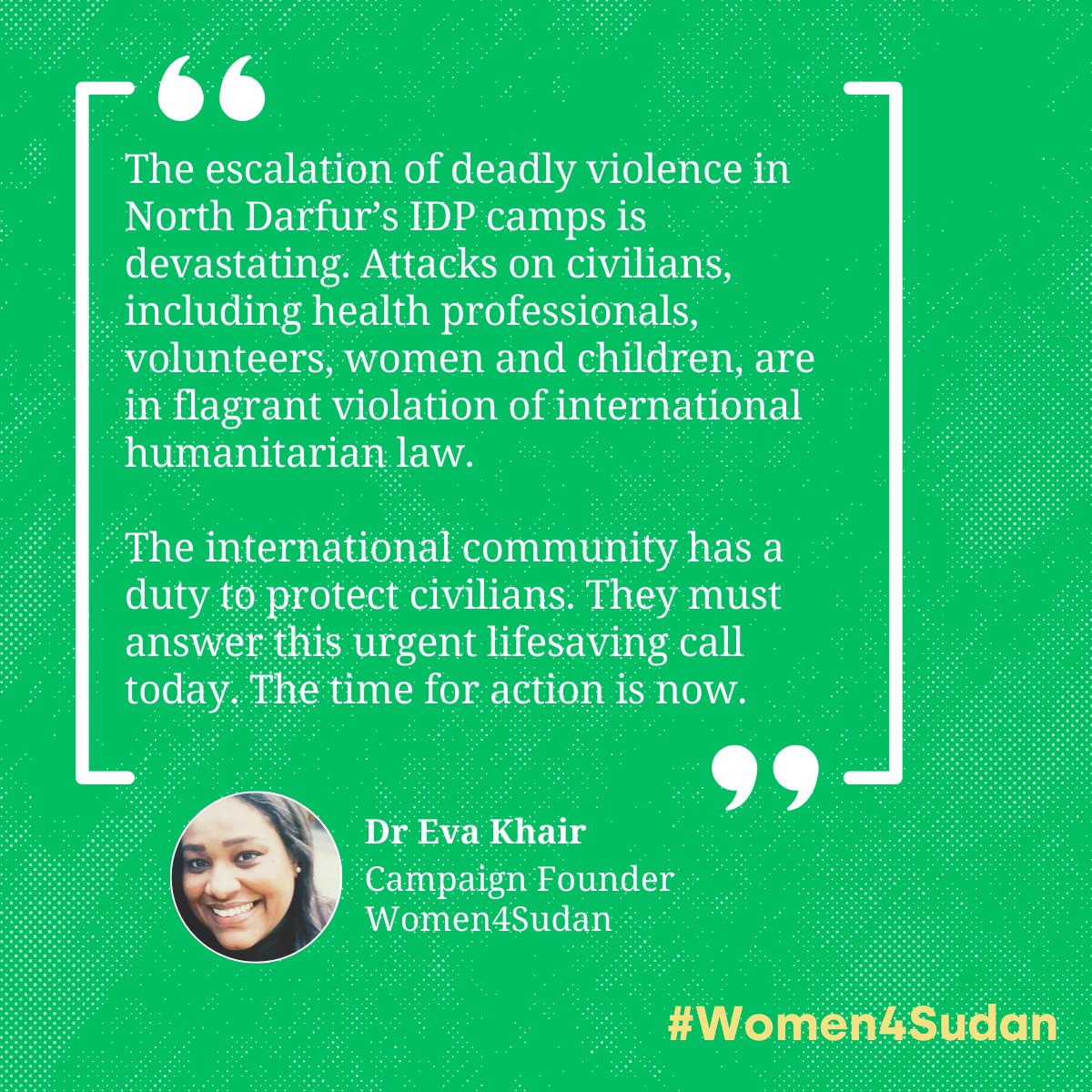 On this grim two year anniversary of the #SudanWar, as atrocities are being committed in Zam Zam and Abu Shouk IDP camps and El Fasher city, maintaining hope and momentum can seem very hard to do. 

Nonetheless, we advocate, we organise , we mobilise.

#Women4Sudan
