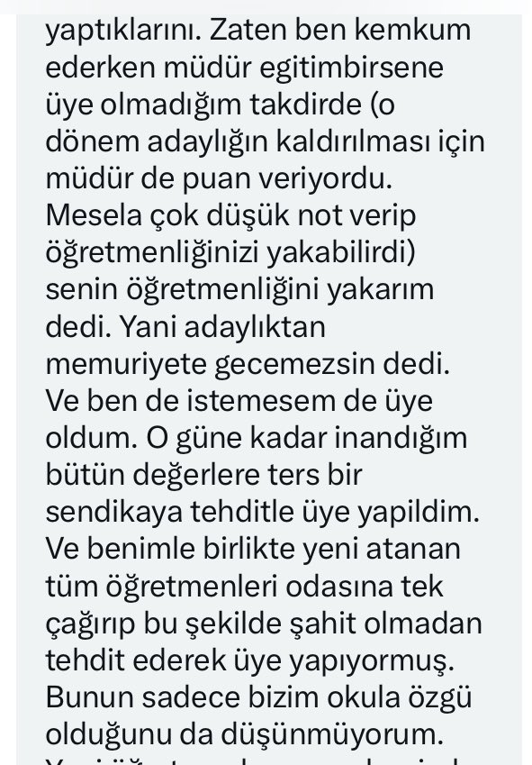 EğitimBirSen üyesi bir öğretmenin mesajı…