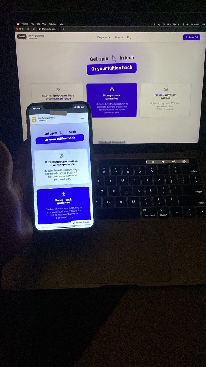 IwuezeAmarachi's tweet photo. Just shared a progress update with my boss on the website I’m building for @tpuschool and his reply? Check first image🤭

Fully designed and developed in @framer.

Loving the creative flow and how smoothly everything’s coming together!

Still building👩🏽‍💻 https://t.co/gY9RcuI9Z2