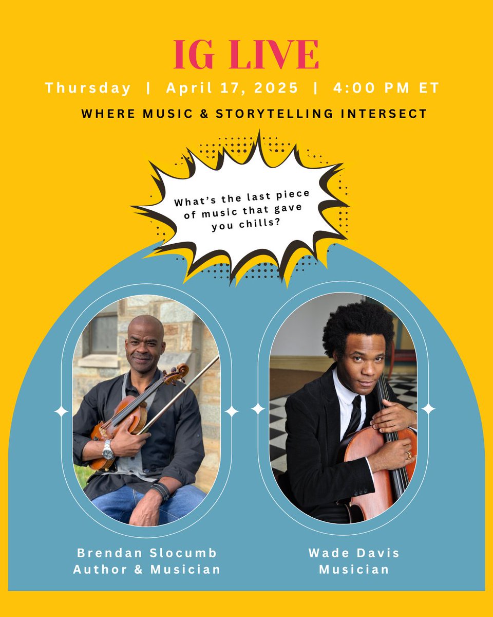 🎻 IG LIVE ALERT! ✨⁠
⁠
Join me and the incredible Wade Davis (@wadedaviscello) — cellist, educator, and classical music change maker.⁠
⁠
🗓️ Thursday, April 17 | 4 PM ET ⁠
📍 Tune in on IG @brendanslocumb
🎤 Theme: Where Music and Storytelling Intersect⁠
⁠