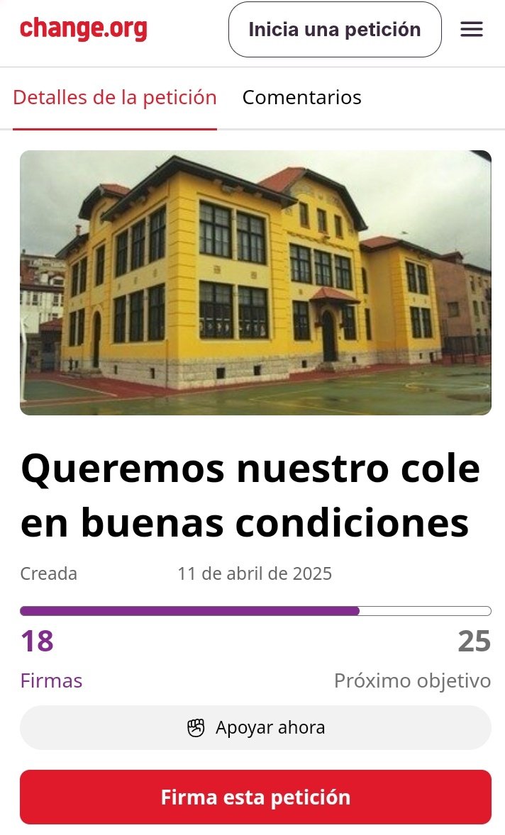 Nuestro cole, el #CEIPMenéndezPelayo de Santander, el colegio público más antiguo de la ciudad, no tiene escaleras de incendios.
📝 Firma y ayúdanos a pedirle al Ayuntamiento de Santander una solución para instalar la escalera de incendios 
➡️change.org/Queremos_nuest…