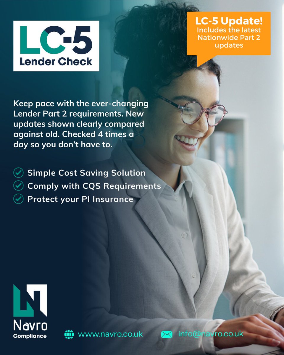 NAVRO COMPLIANCE (@navrouk) on Twitter photo LC-5, Now Including the Latest Nationwide Part 2 Changes!
To find out more information about Navro LC-5 visit: navro.co.uk
or email: info@navro.co.uk
#Conveyancers #Compliance #Property #Compliance #Proptech #ResidentialConveyancing LC-5, Now Including the Latest Nationwide Part 2 Changes!
To find out more information about Navro LC-5 visit: navro.co.uk
or email: info@navro.co.uk
#Conveyancers #Compliance #Property #Compliance #Proptech #ResidentialConveyancing