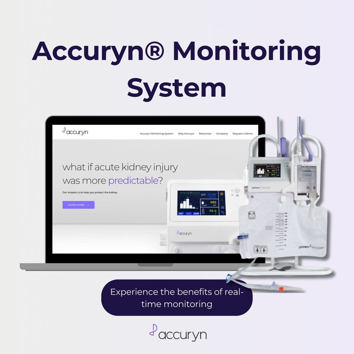 Accuryn® delivers high-quality insight in real time.

No waiting. No gaps. Just data when it matters.

🔗Experience the benefits of real-time monitoring: accuryn.com/lp/accuryn-mon…

#criticalcare #aki #protectthekidney