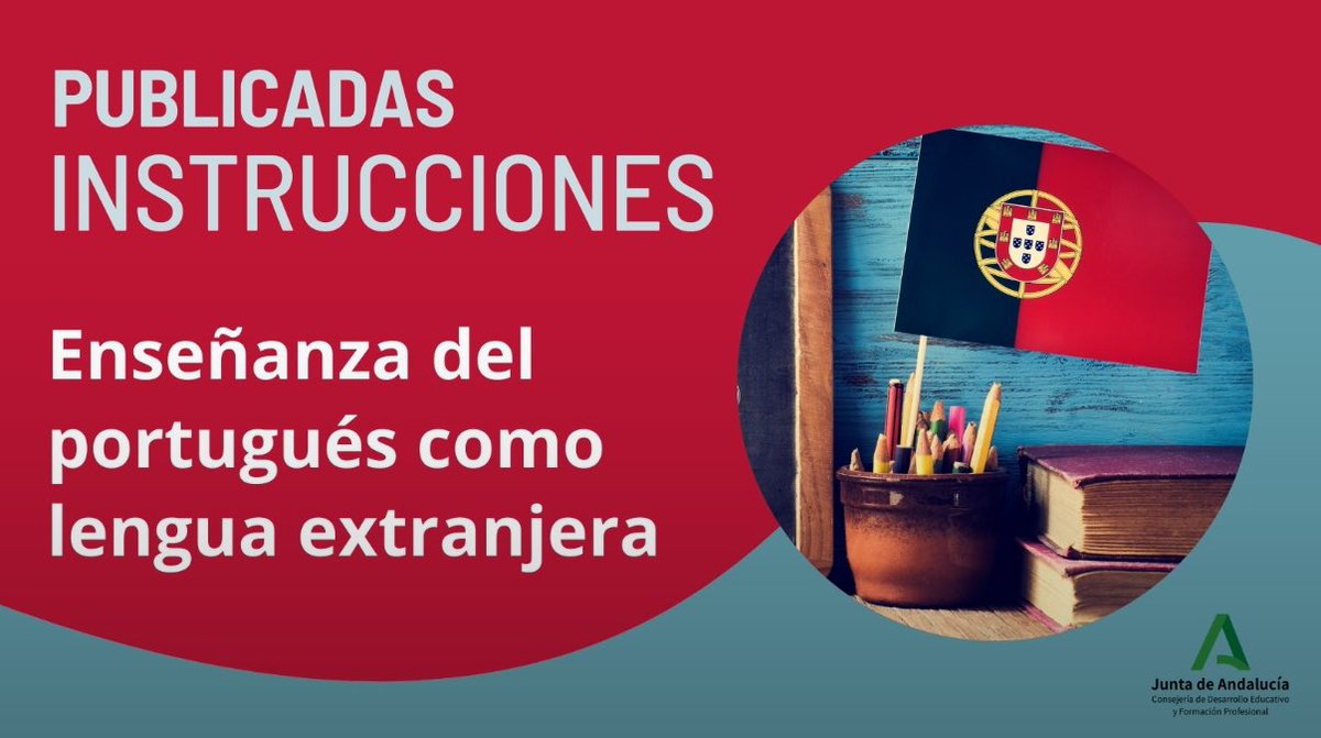 Publicadas las Instrucciones sobre el desarrollo de la enseñanza del portugués como lengua extranjera en centros públicos andaluces de Primaria, Secundaria y Bachillerato.
juntadeandalucia.es/educacion/port…
#pluriAnd
#ProgramaJoseSaramago
<a href="/EducaAnd/">Consejería Desarrollo Educativo y FP</a>