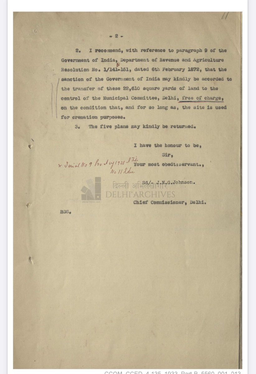 An #Archival record, transfer of land outside Nigambodh gate to the Municipal Committee, Delhi for the construction of pucca building to be used as burning ghats.

Source : File no. 4 (135), Education Deptt., Chief Commissioner Office, 1933, Delhi Archives

#DelhiArchives