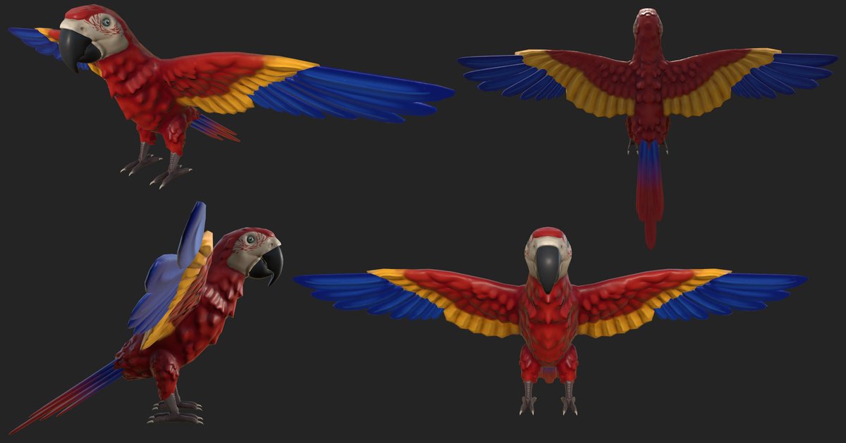 art_tenma's tweet photo. 3D render of this parrot 🦜
#3D #3DArt #ArtistOnX #VideoGames #IndieGame #IndieDev #Parrot #GameArt #WIP https://t.co/NSVd0Dmw7M