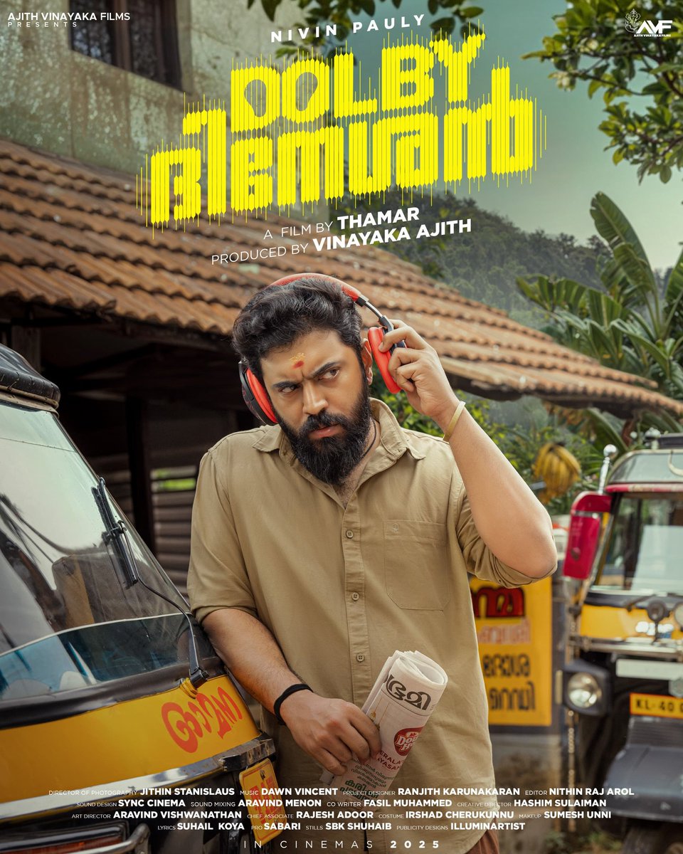 kollywoodtimes's tweet photo. @NivinOfficial in &amp; as - Dolby Dineshan 

Written &amp; Directed by Thamar KV
Produced by Ajith Vinayaka Films 

In cinemas 2025 🎉

#NivinPauly #dolbydineshan #dd #thamar #ajithvinayakafilms @proyuvraaj https://t.co/KKQiRMRxFH