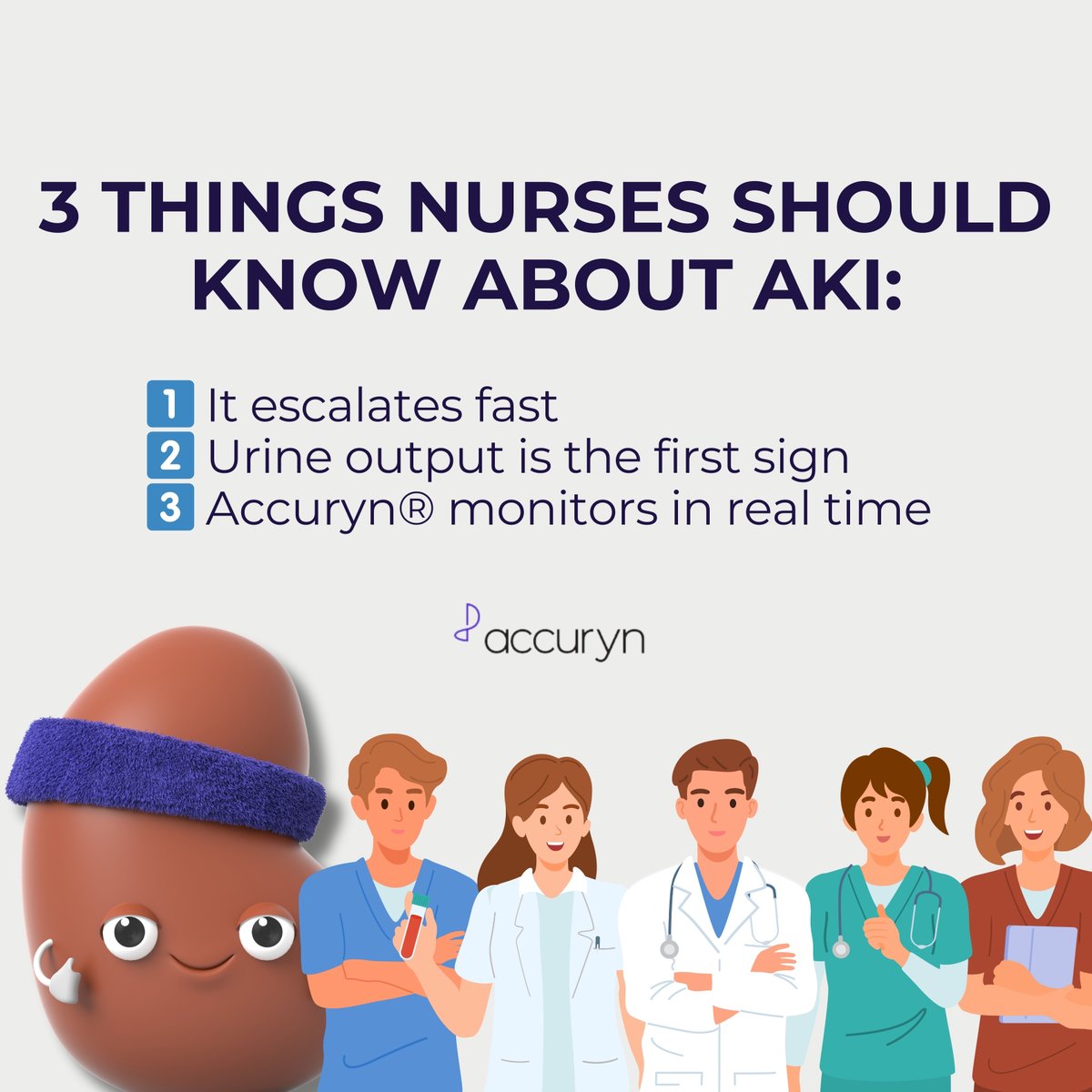 3 things nurses should know about AKI:
🟣It escalates fast
🟣Urine output is the first sign
🟣Accuryn® monitors in real time

Act earlier. Respond faster.

🔗 accuryn.com/knowledgehub/

#aki #nurses #criticalcare #protectthekidney
