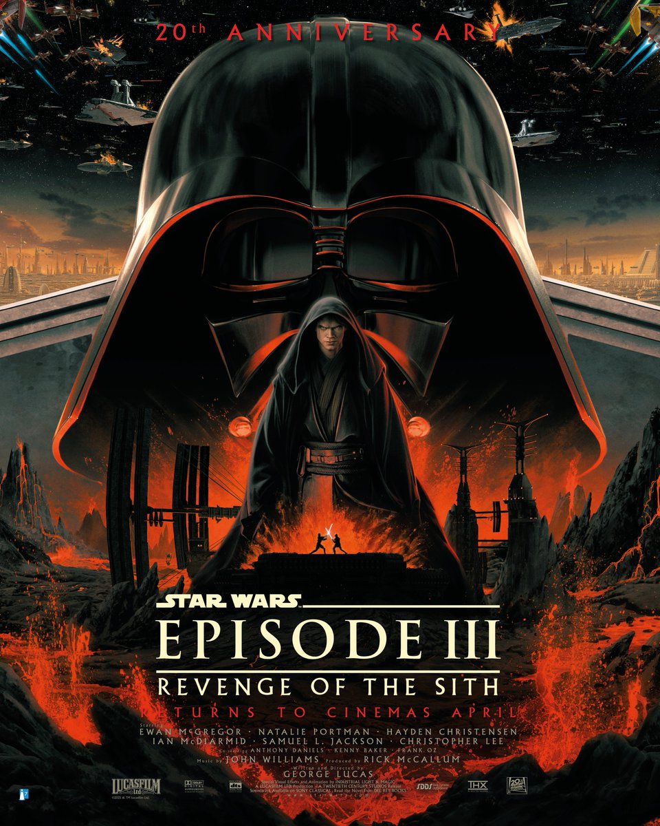 StarWarsSpain's tweet photo. Celebra los 20 años de 'Star Wars: La Venganza de los Sith (Episodio III)' volviendo a verla en la gran pantalla.

La Fuerza regresa a los cines en V.O.S.E. por tiempo limitado del 25 al 27 de abril.

Arte: Matt Ferguson https://t.co/8kGTaBEJMG