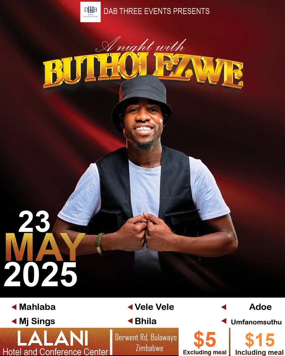 23 May I'll be supporting my good friend BUTHOLEZWE.  He is an amazing vocalist and songwriter. Let's show love.