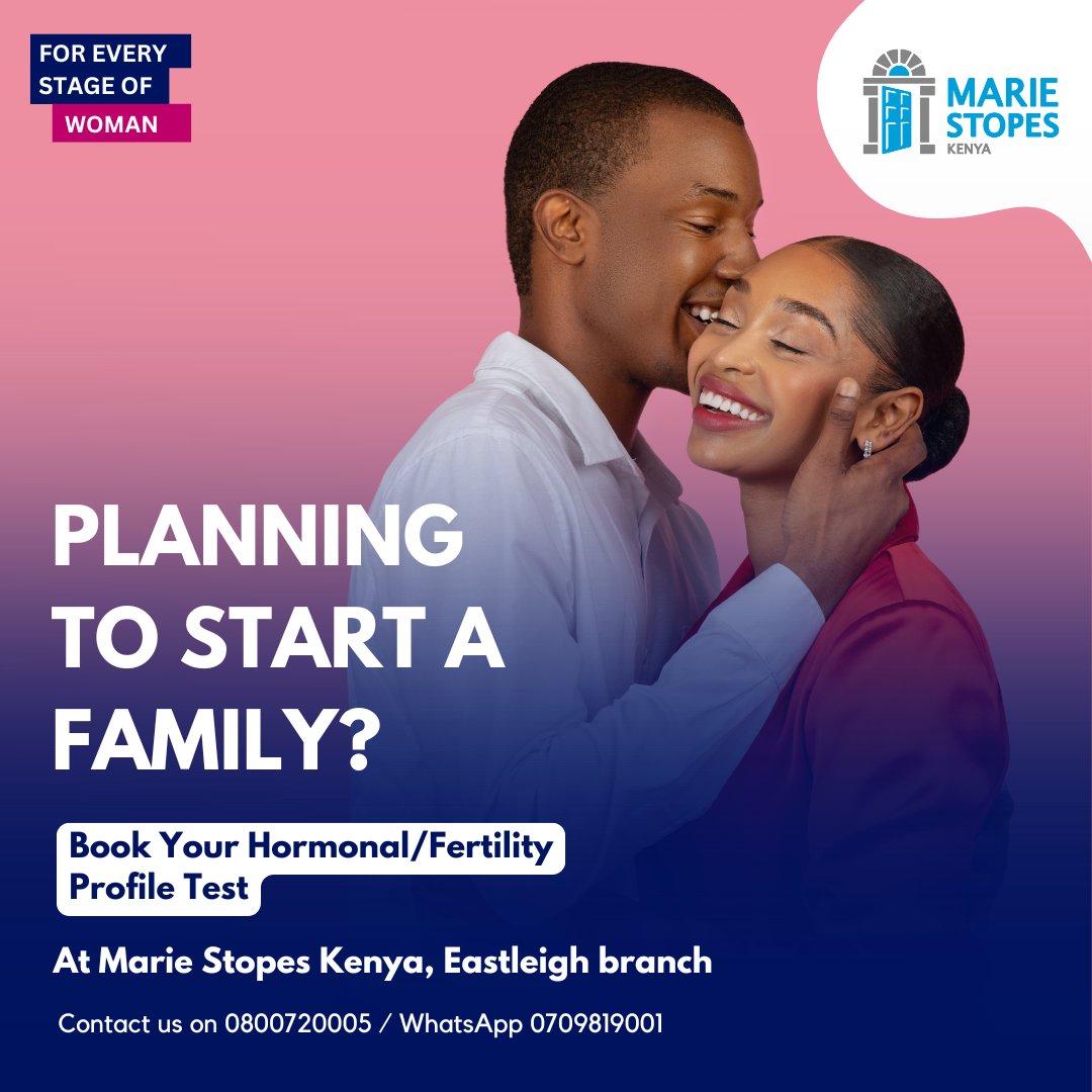 Planning to start a family?
Schedule a hormonal profile test with your partner today—it’s an essential step toward your journey!

Call us on 0800720005 / WhatsApp us on 0709819001 to book your appointment.
#mariestopeskenya #mariestopesnairobi
