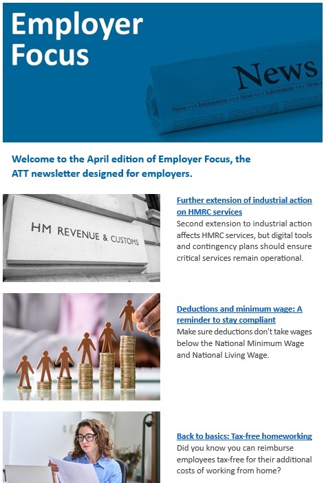 April's Employer Focus is out now, packed full of topical issues for employers and employees. If you haven't subscribed yet, you're missing out! Head to att.org.uk/employers/welc… to sign up.