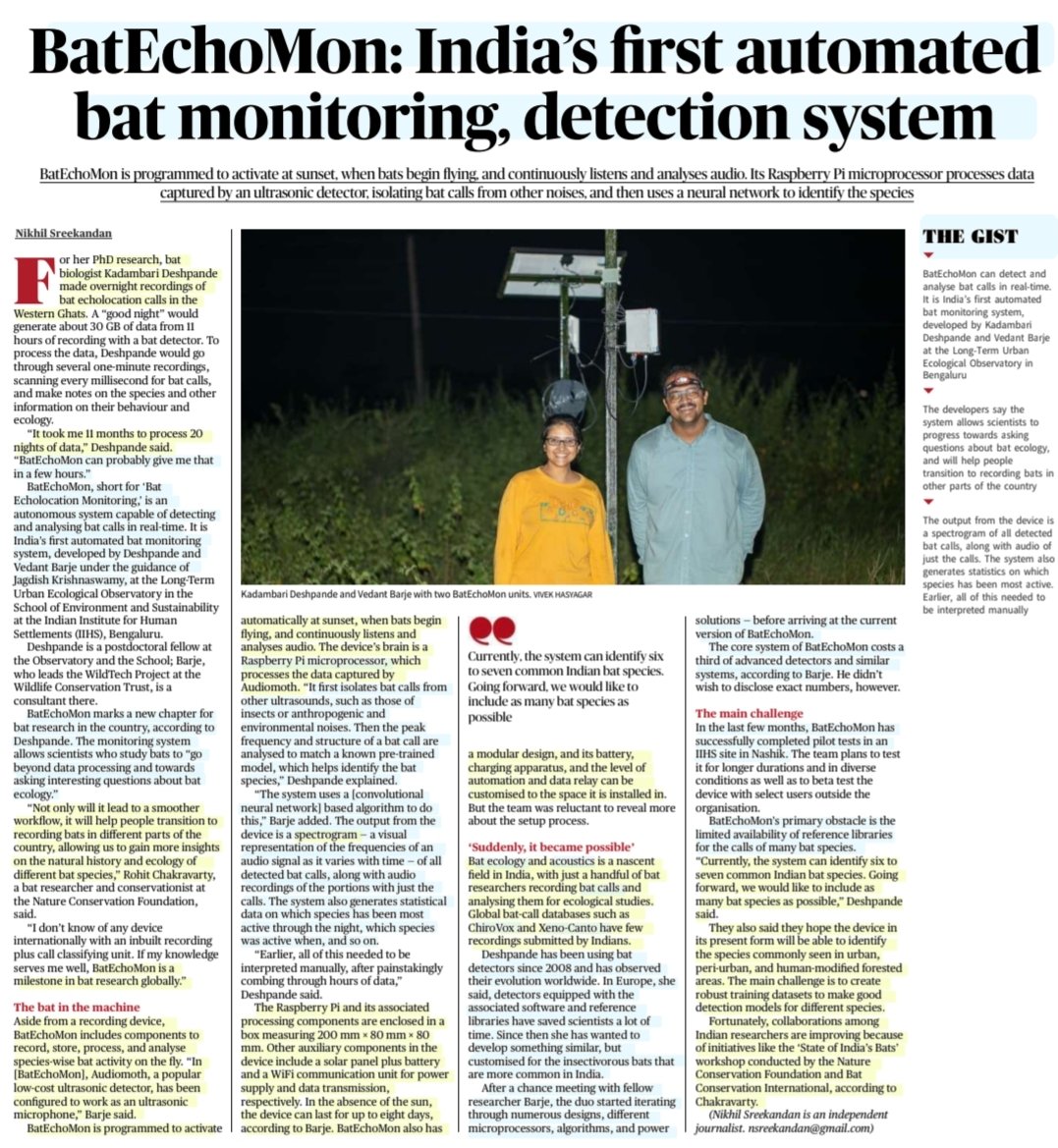 Ravikant Yadav (@imravikantyadav) on Twitter photo 'BatEchoMon: India's forst automated Bat Monitoring, Detection system'
' Bat Echolocation Monitor'
:An Informative article by Sh Nikhil Sreekandan
<a href="/nikhil_2992/">Nikhil Sreekandan</a>
#Bat #Echolocation
#Spectogram #BatCalls
#Monitor #Detect
#Acoustics #BatEcology
#Research #Conservation
#UPSC 'BatEchoMon: India's forst automated Bat Monitoring, Detection system'
' Bat Echolocation Monitor'
:An Informative article by Sh Nikhil Sreekandan
<a href="/nikhil_2992/">Nikhil Sreekandan</a>
#Bat #Echolocation
#Spectogram #BatCalls
#Monitor #Detect
#Acoustics #BatEcology
#Research #Conservation
#UPSC