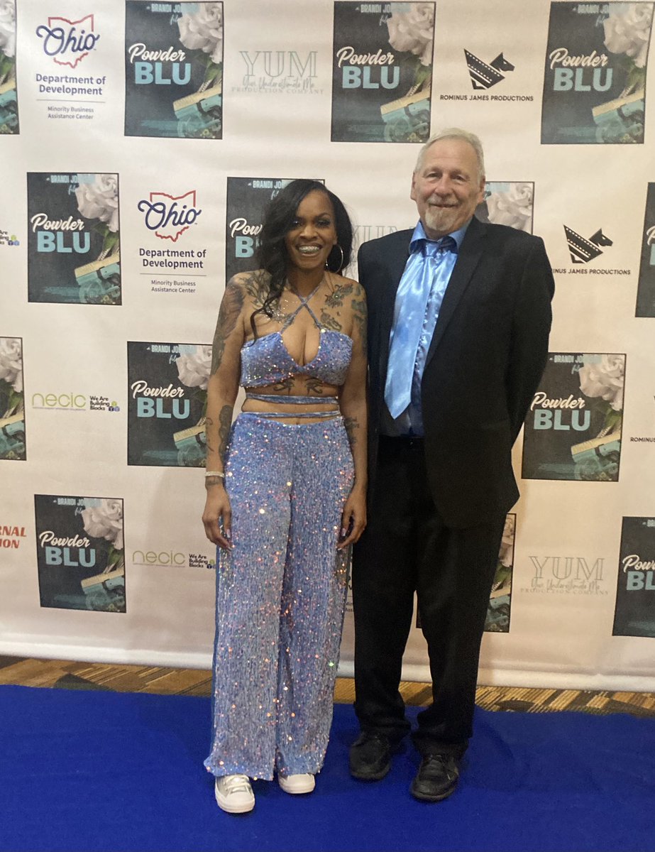 Celebrating the world premiere in Mansfield of the motion picture “Powder Blu” with its producer Brandi Johnson, who also authored the book by the same name.