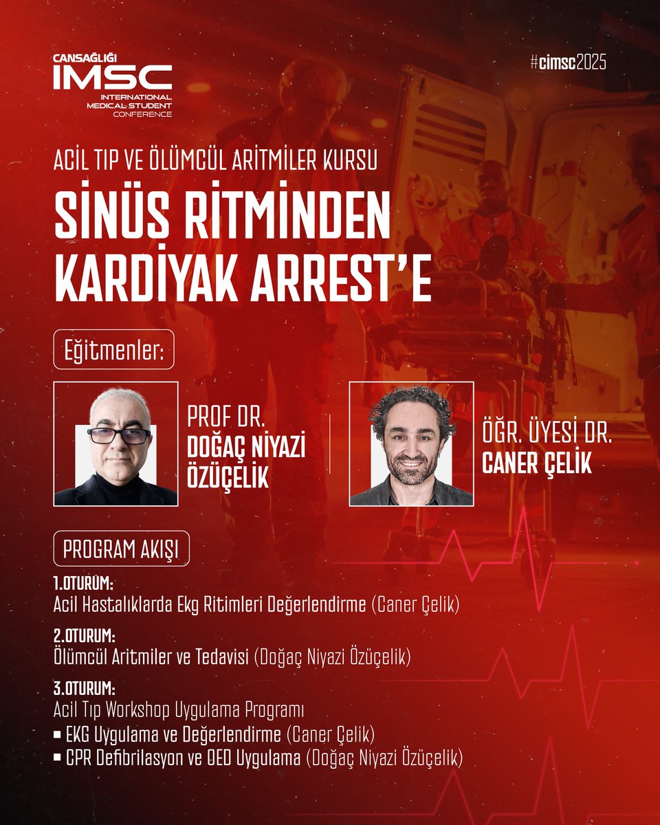 📌 ACİL TIP VE ÖLÜMCÜL ARİTMİLER KURSU

Dr. Öğr. Üyesi Caner Çelik ve Prof. Dr. Doğaç Niyazi Özüçelik’in anlatımıyla; EKG ritimlerinin değerlendirilmesinden, ölümcül aritmilerin tedavisine ve uygulamalı CPR-Defibrilasyon eğitimine uzanan yoğun bir içerik sizleri bekliyor!