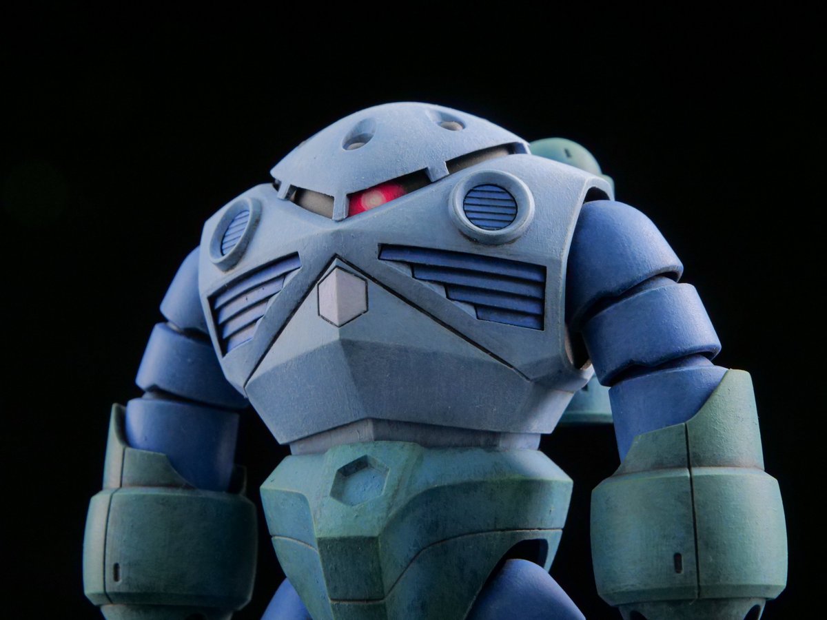 HGUCズゴック、完成しました
プロポーションを小改修し、アクリルガッシュ&amp;タミヤアクリル溶剤の筆塗りで仕上げました