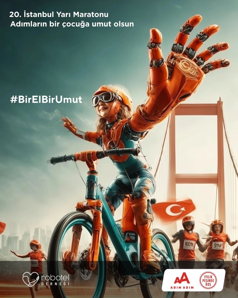 🦾 Bir çocuğun top tutmasını, bisiklet sürmesini sağlayacak şey... senin adımların olabilir.
Robotel için koşacak gönüllüler aranıyor! Adımların bir çocuğa umut olsun.
👉 ipk.adimadim.org/project/index?…
#BirElBirUmut #AdımAdımKoşusu #Robotel #iyilikpeşindekoş