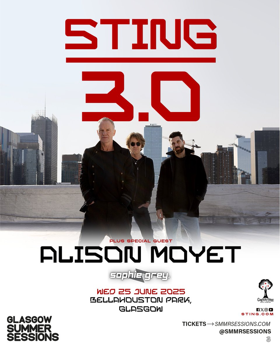 Gigs in Scotland (@gigsinscotland) on Twitter photo SUPPORT ADDED🔥 » <a href="/SophieGreymusic/">Sophie Grey</a> will be joining Sting plus special guest <a href="/alisonmoyetnews/">Alison Moyet News</a> at Bellahouston Park in Glasgow on the 25th June.
TICKETS ⇾ gigss.co/sting SUPPORT ADDED🔥 » <a href="/SophieGreymusic/">Sophie Grey</a> will be joining Sting plus special guest <a href="/alisonmoyetnews/">Alison Moyet News</a> at Bellahouston Park in Glasgow on the 25th June.
TICKETS ⇾ gigss.co/sting