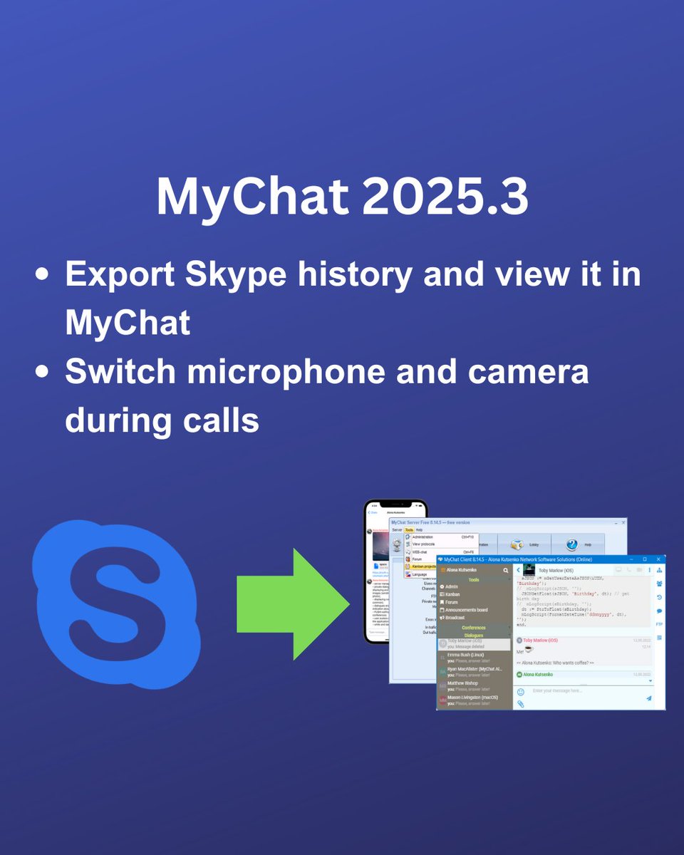 NSS_MyChat's tweet photo. MyChat 2025.3
Export Skype history and view it conveniently in MyChat.

More details: https://t.co/HJFBY8uV72 https://t.co/ewIzrxiAMB