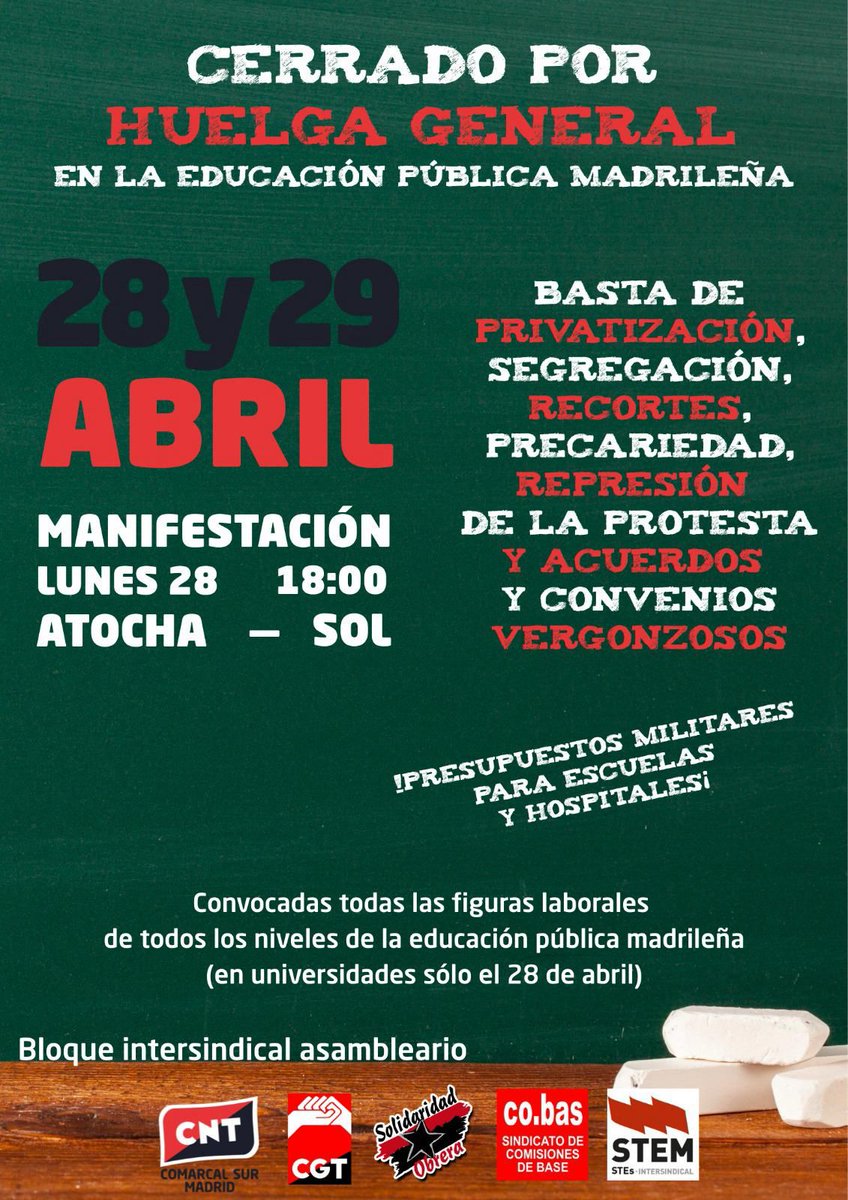 🟢💥HUELGA GENERAL EN LA EDUCACIÓN PÚBLICA MADRILEÑA💥🟢