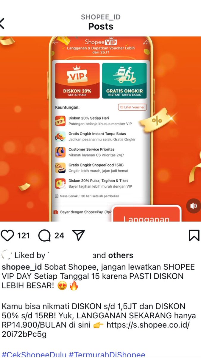 yourtinypotato's tweet image. gilaa kemana aja baru tau soal ShopeeVIP ini
bayangin kalo Langganan ShopeeVIP setiap tanggal 15 ada Diskon s/d 1,5 Juta dan Diskon 50% s/d 15 Ribu. benefitnya banyak, harga langganannya cuma Rp14.900/bulan. gaheran klo bakal sering co alias belanja terus ini sih
#ShopeeVIPDay
