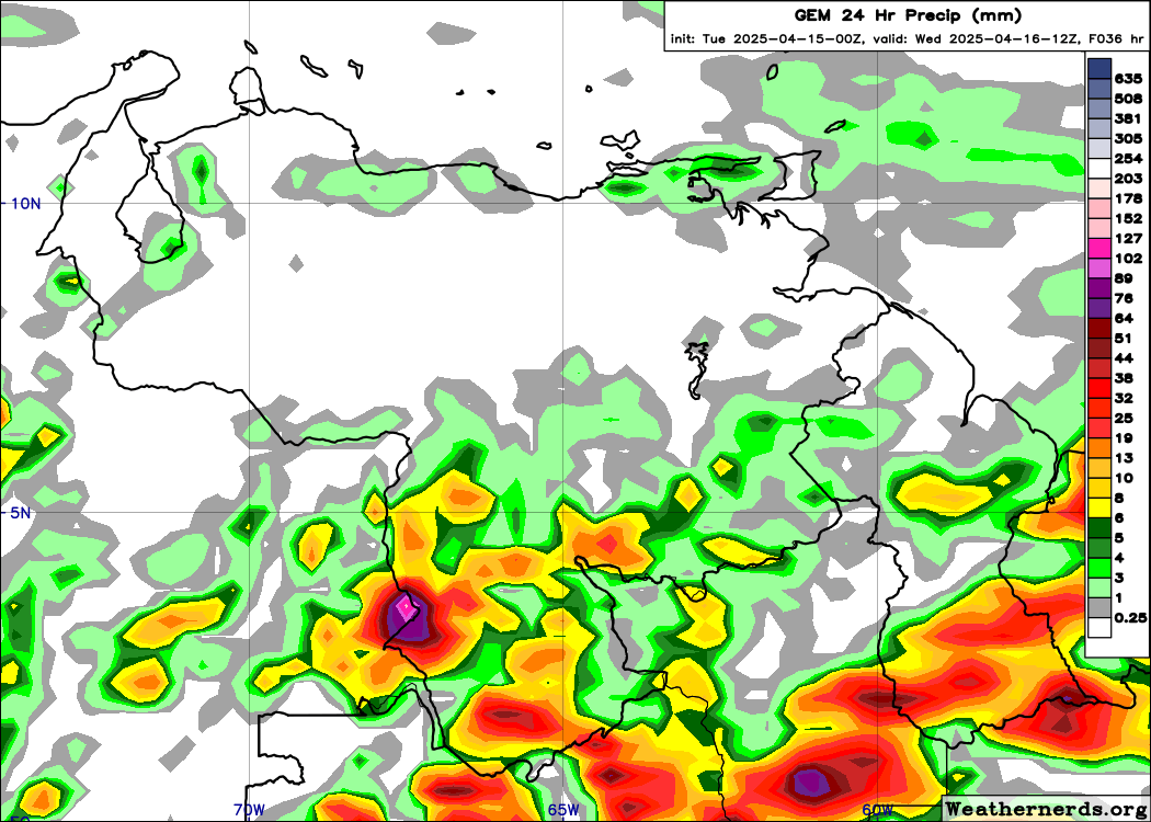 EstebanWXcast's tweet photo. Venezuela, salida de los modelos de precipitación acumulada en 24 hrs, terminados a 08:00 HLV del 16ABR25, según GFS, ICON, GEM y ECMWF. Acumulados poco importantes, pero más probables en el sur de Zulia, serranía de Pacaraima en Bolívar y sur de Amazonas. https://t.co/XOaFQG8XNe