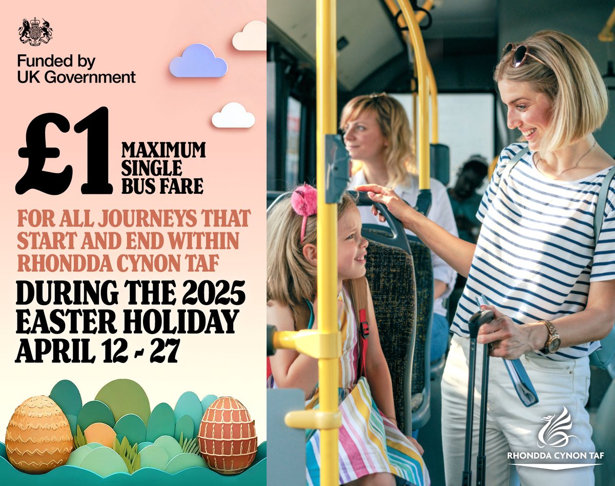 Explore Rhondda Cynon Taf for just £1 a journey!

This offer is currently ongoing until 27th April 

T&amp;Cs apply.
stge.co/4hJdWdN