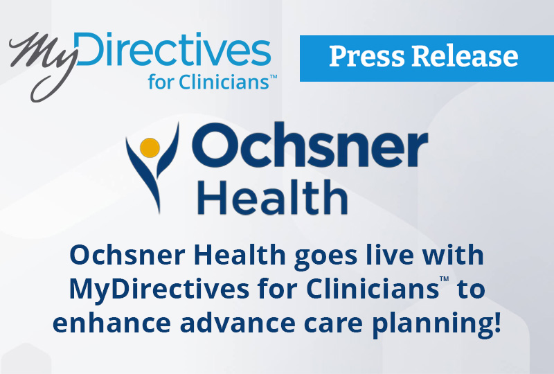 MyDirectives (@mydirectives) on Twitter photo Big news from <a href="/MyDirectives/">MyDirectives</a> and <a href="/OchsnerHealth/">Ochsner Health</a>!
We're excited to announce that Ochsner Health is now live with MyDirectives for Clinicians, our digital advance care planning (ACP) solution, seamlessly integrated into their Epic EHR system. Ochsner Health is the leading nonprofit Big news from <a href="/MyDirectives/">MyDirectives</a> and <a href="/OchsnerHealth/">Ochsner Health</a>!
We're excited to announce that Ochsner Health is now live with MyDirectives for Clinicians, our digital advance care planning (ACP) solution, seamlessly integrated into their Epic EHR system. Ochsner Health is the leading nonprofit