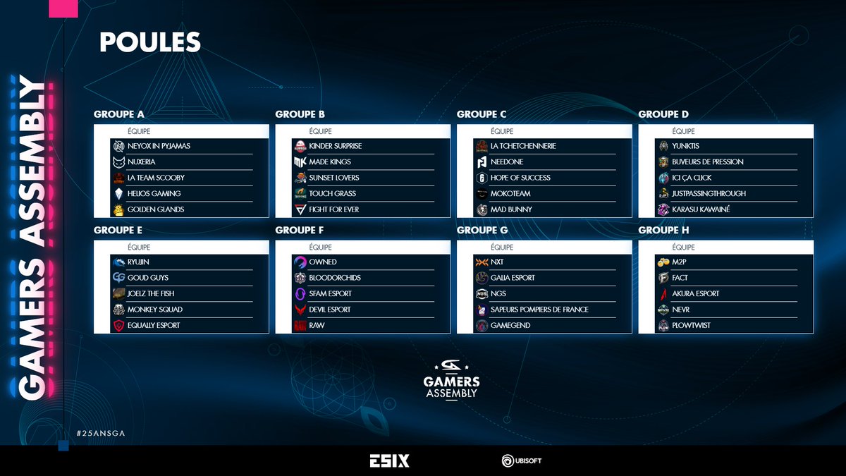 Vous l'attendiez tous, l'annonce des groupes de la <a href="/GamersAssembly/">Gamers Assembly</a> ! Alors, confiants ❓ 😎

#25ANSGA | #ESIXGA