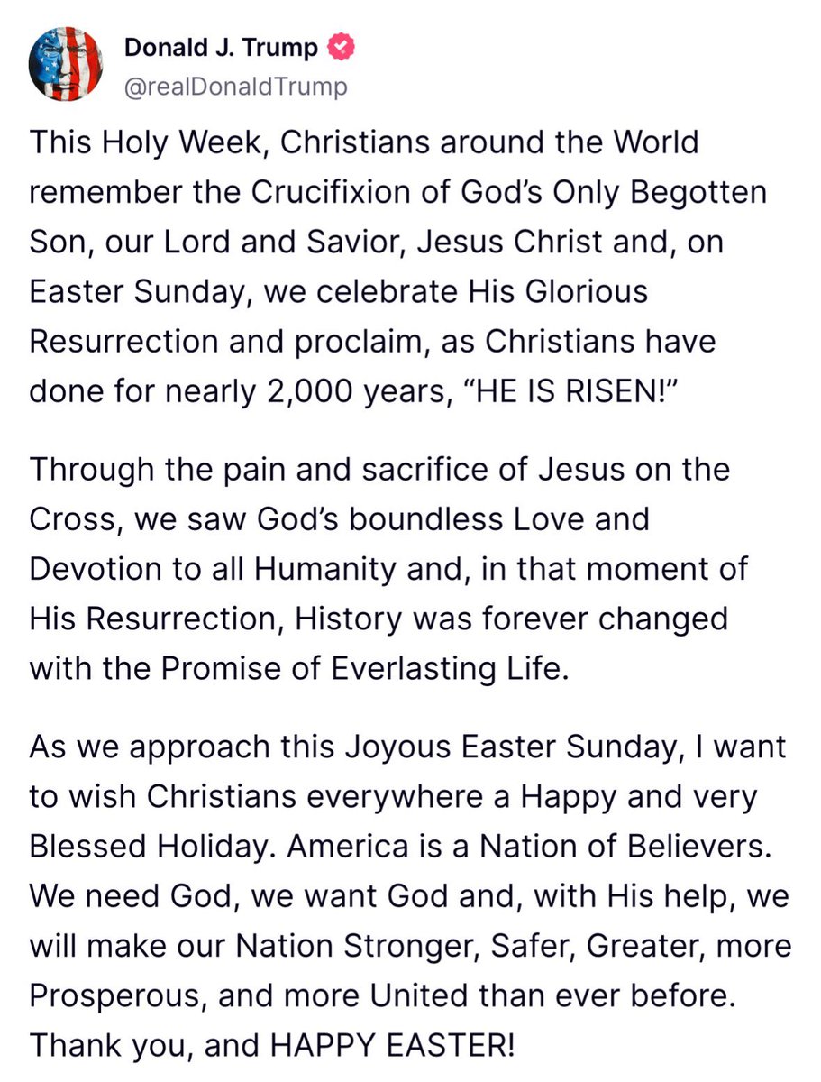 Bob Vander Plaats (@bobvanderplaats) on Twitter photo Thank you for your leadership <a href="/realDonaldTrump/">Donald J. Trump</a>
With this post you are being a light, God’s Light, to our nation and to the world.
#Hope #Assurance #Easter Thank you for your leadership <a href="/realDonaldTrump/">Donald J. Trump</a>
With this post you are being a light, God’s Light, to our nation and to the world.
#Hope #Assurance #Easter