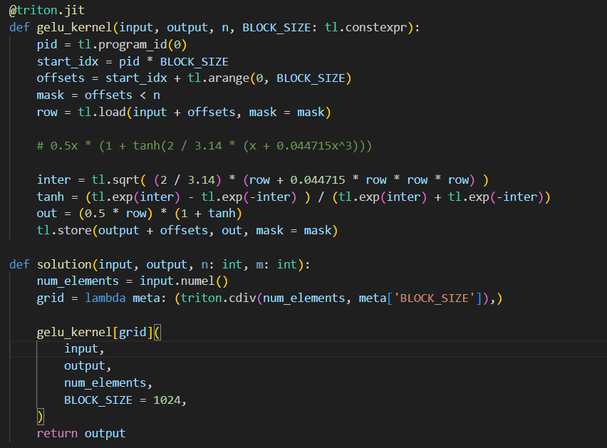 jino_rohit's tweet image. Day16 #100daysofcuda

1. Kept it simple and implemented a gelu kernel.
2. Spent a lot more time understanding the intuition for multiple programs/blocks/threads.

Code - github.com/JINO-ROHIT/adv…