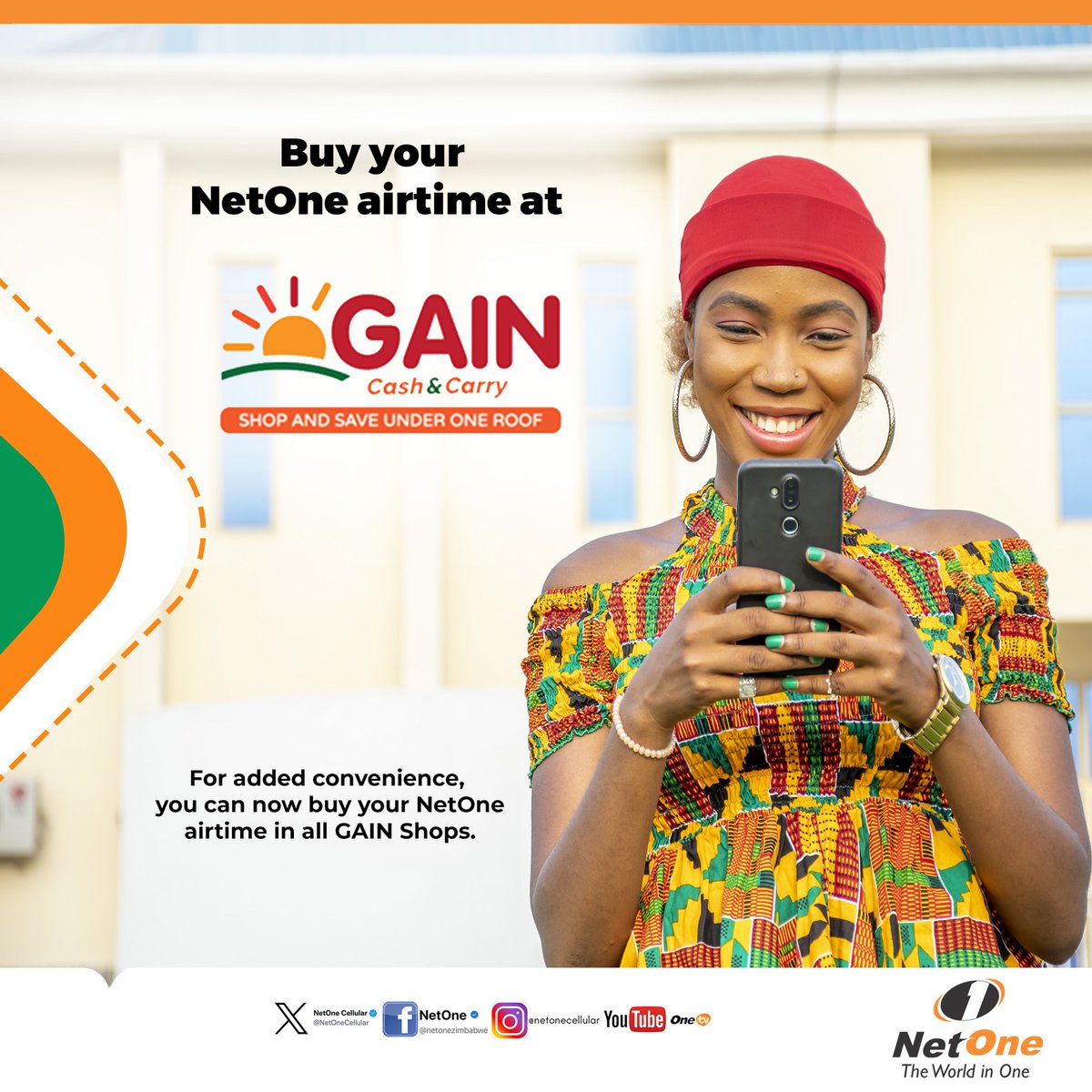 NetOne Cellular (@netonecellular) on Twitter photo Buy your NetOne airtime conveniently at any Gain Cash & Carry!📷
#YourDigitalSolutionsNetwork Buy your NetOne airtime conveniently at any Gain Cash & Carry!📷
#YourDigitalSolutionsNetwork