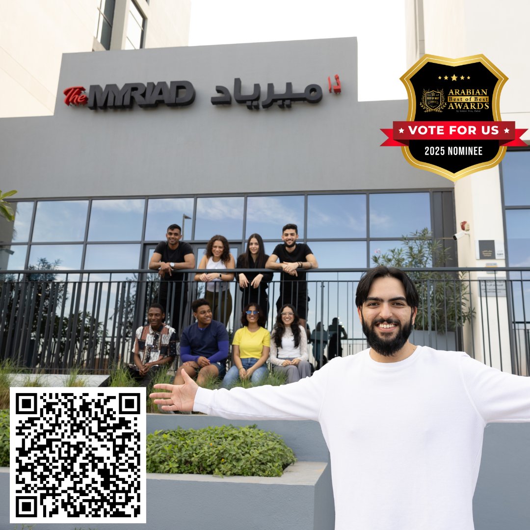 TheMyriadMuscat's tweet photo. 🏆 The Myriad is nominated again for Best Residential Project – Affordable Housing at the 4th Arabian Best of Best Awards! Let’s go back-to-back!
Vote now: https://t.co/6HoxSV5FWl
#TheMyriad #VoteForTheMyriad #StudentLivingRedefined #BackToBackWins https://t.co/oTrFontY99