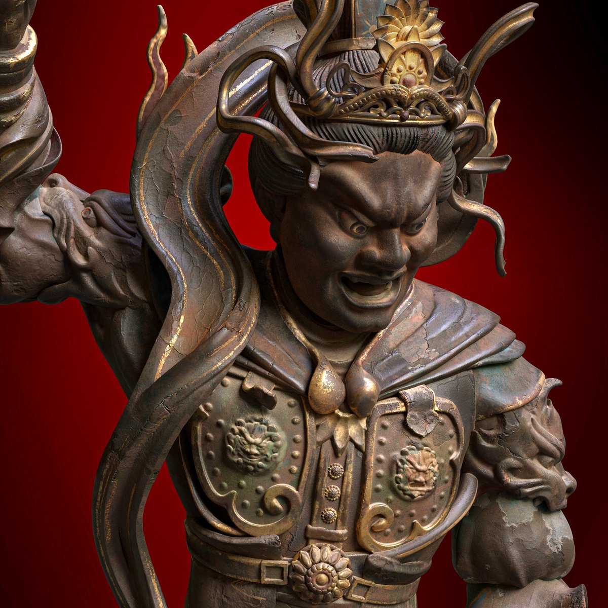 Hey hey! 
My Heavenly King project is finally out (again haha)  @artstationhq with a huge breakdown at the end, as usual :) Sculpted and textured with Substance ✨
👉 artstation.com/artwork/x3Kw1R