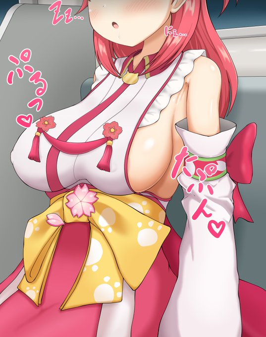 仕事帰り電車で寝てるスケベな格好の巫女
降りるまで我慢できるだろうか 