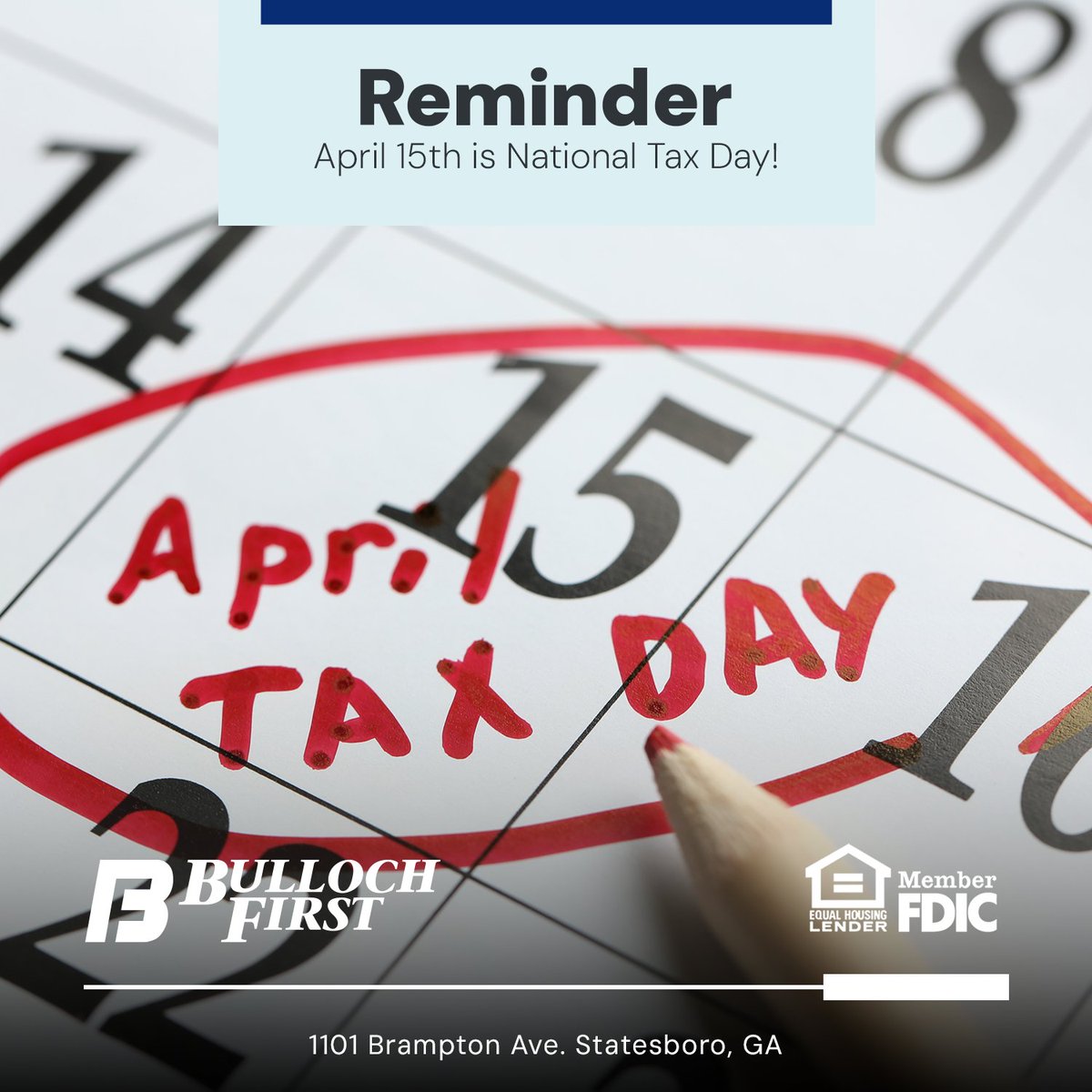 Bulloch First (@bullochfirst) on Twitter photo Today is ๐๐๐ญ๐ข๐จ๐ง๐๐ฅ ๐๐๐ฑ ๐๐๐ฒ, and the clock is ticking! โณ If you havenโt filed yet, nowโs the time to wrap things up. Itโs also your ๐ฅ๐๐ฌ๐ญ ๐๐ก๐๐ง๐๐ to contribute to a ๐๐๐๐ ๐๐๐ with ๐๐ฎ๐ฅ๐ฅ๐จ๐๐ก ๐
๐ข๐ซ๐ฌ๐ญโa smart way to invest in your future!
#Bul ... Today is ๐๐๐ญ๐ข๐จ๐ง๐๐ฅ ๐๐๐ฑ ๐๐๐ฒ, and the clock is ticking! โณ If you havenโt filed yet, nowโs the time to wrap things up. Itโs also your ๐ฅ๐๐ฌ๐ญ ๐๐ก๐๐ง๐๐ to contribute to a ๐๐๐๐ ๐๐๐ with ๐๐ฎ๐ฅ๐ฅ๐จ๐๐ก ๐
๐ข๐ซ๐ฌ๐ญโa smart way to invest in your future!
#Bul ...