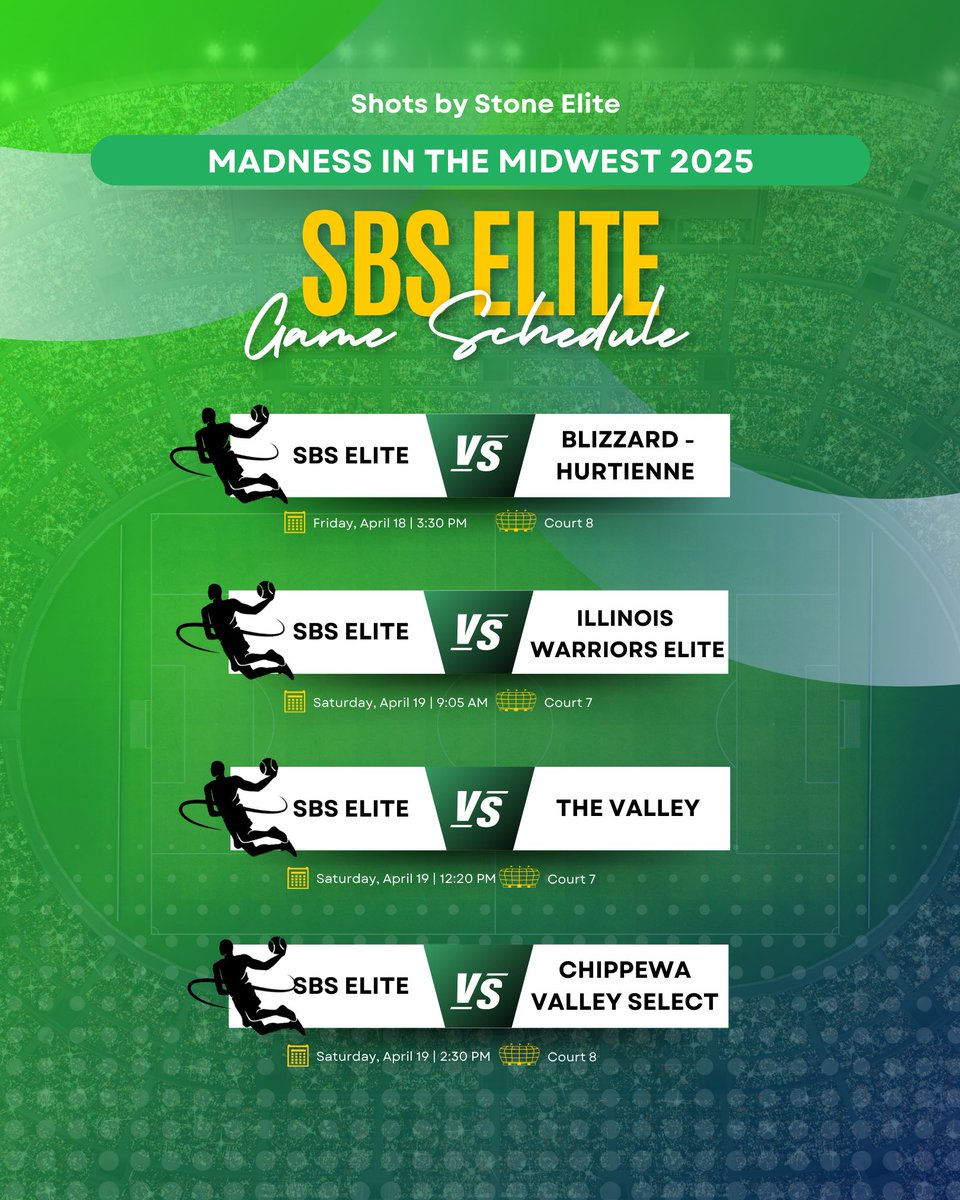 ROUND 2 IN APPLETON. Here’s the schedule!