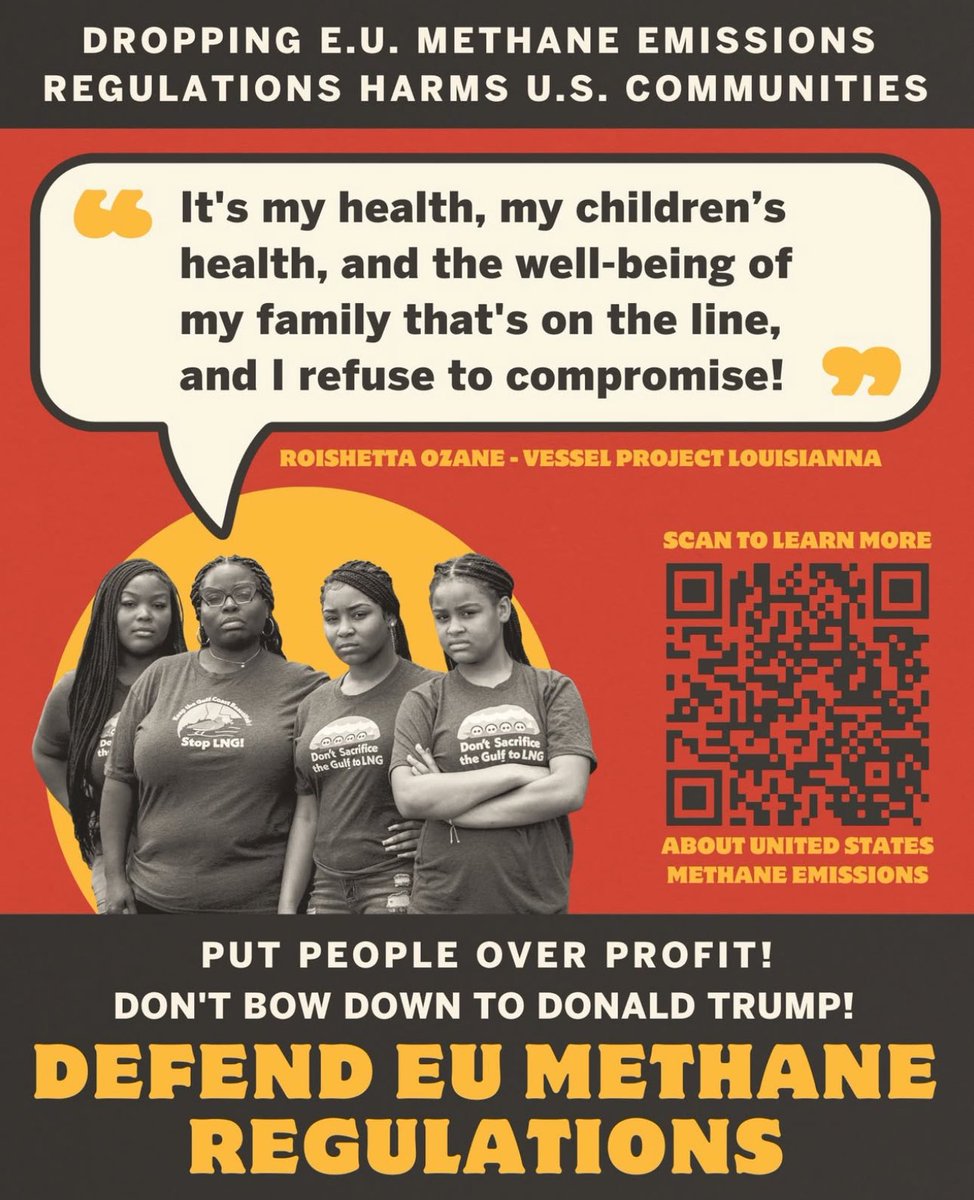 Mzozane's tweet image. Marginalized communities in so-called sacrificed zones in the US are paying the price for Europe's fossil #gas addiction!
Now is the time to defend the EU #methane regulations and get #OffFossilFuels instead of buying more damaging and unreliable fracked US #LNG!
@VesselProjectLA