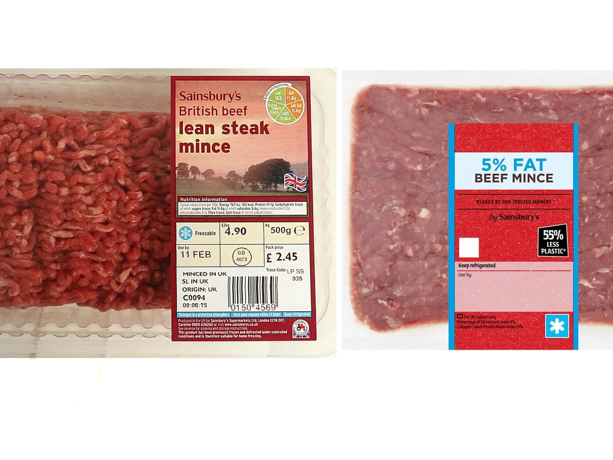 FAO all U.K. supermarkets. 

The image on the left is minced beef that is easy to cook with. 

The image on the right is vacuum packed, and it now has the consistency of Play Doh. It’s also a disgustingly “engineered” colour. 

Stop it! 

<a href="/sainsburys/">Sainsbury's</a> <a href="/Tesco/">Tesco</a> <a href="/asda/">Asda</a>
