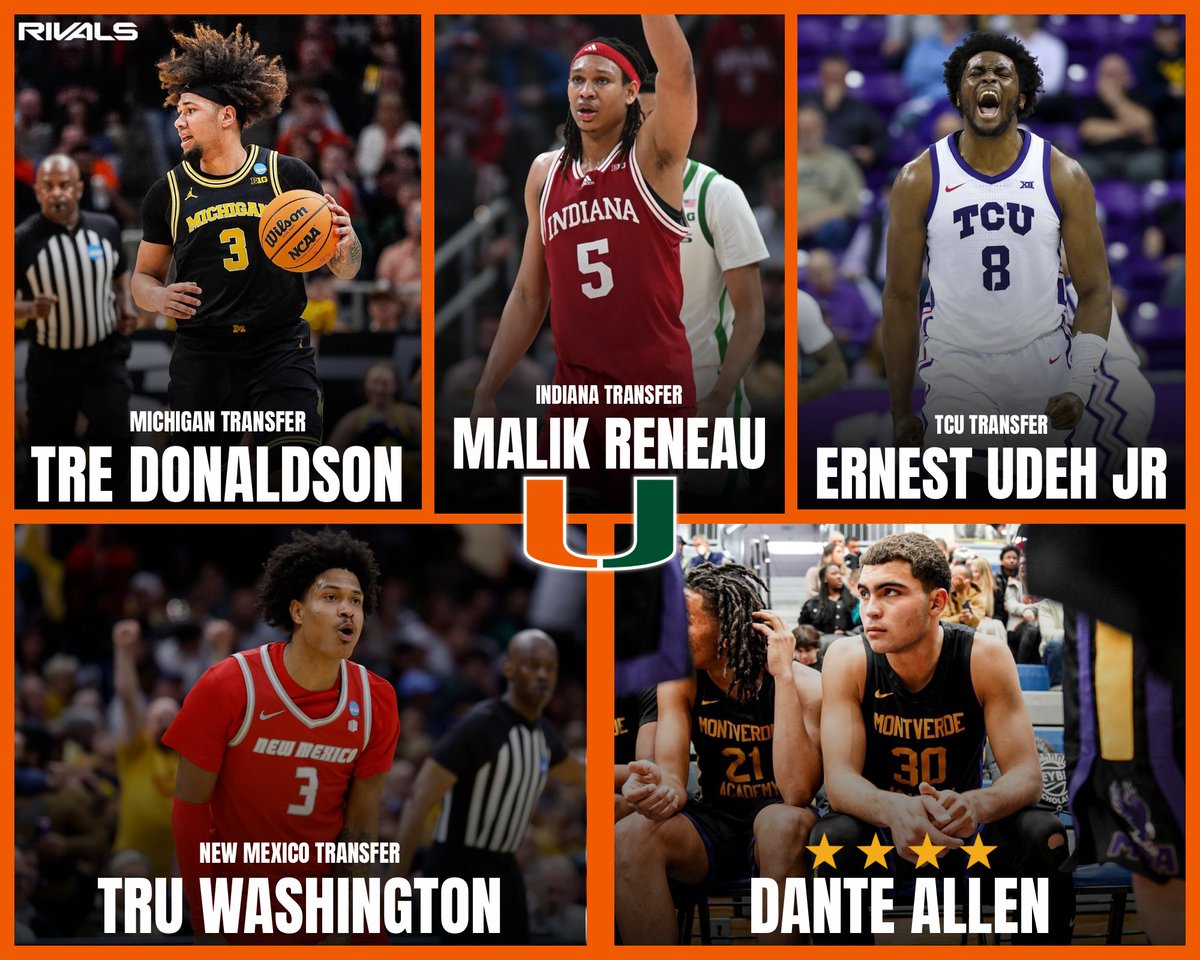 Rivals Hoops (@rivalshoops) on Twitter photo Not a bad haul for new Miami HC Jai Lucas....
- Tre Donaldson (11.3PPG, 3.5RPG, 4.1APG)
- <a href="/MalikReneau/">Malik A. Reneau</a> (13.3PPG, 5.5RPG)
- <a href="/ernestudehjr/">Ernest Udeh Jr.</a> (6.6 PPG, 7.5RPG)
- <a href="/washington_tru/">tru washington</a> (11.1PPG, 4.0RPG)
- 4⃣⭐️ <a href="/Dante_allen35/">Dante Allen</a>
👉 canescounty.com Not a bad haul for new Miami HC Jai Lucas....
- Tre Donaldson (11.3PPG, 3.5RPG, 4.1APG)
- <a href="/MalikReneau/">Malik A. Reneau</a> (13.3PPG, 5.5RPG)
- <a href="/ernestudehjr/">Ernest Udeh Jr.</a> (6.6 PPG, 7.5RPG)
- <a href="/washington_tru/">tru washington</a> (11.1PPG, 4.0RPG)
- 4⃣⭐️ <a href="/Dante_allen35/">Dante Allen</a>
👉 canescounty.com