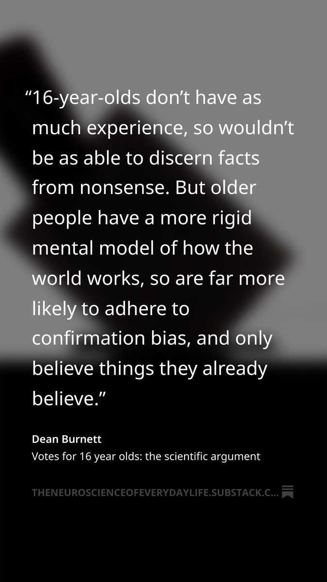 Votes for 16 year olds: the scientific argument

…uroscienceofeverydaylife.substack.com/p/votes-for-16…

I am informed this was just discussed on LBC. Presumably without significant adherence to logic and scientific rigour, so I'm sharing it again.

#Politics #Voting #Teens #Age