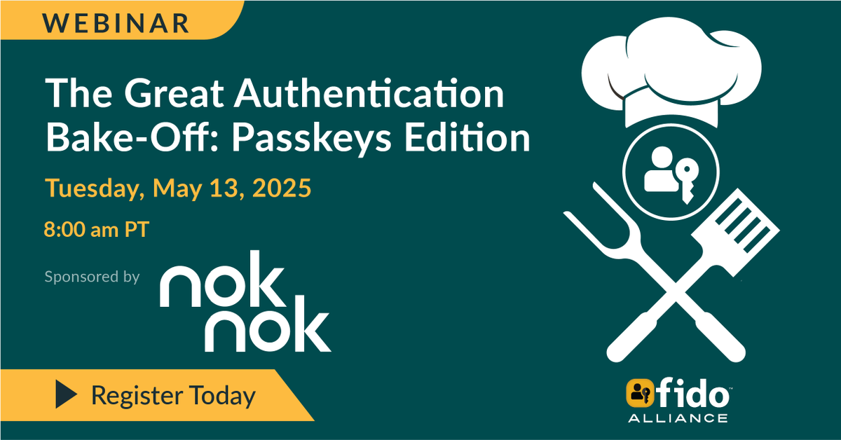 The Great Authn Bake-Off Webinar: Passkeys Edition! Join master chef Rolf Lindemann, <a href="/NokNokLabs/">Nok Nok</a> as he whips up a delectable feast of passkey knowledge. We’ll slice through old recipes of password authn and serve up a dish of passwordless perfection. REG: fidoalliance.org/event/sponsore…