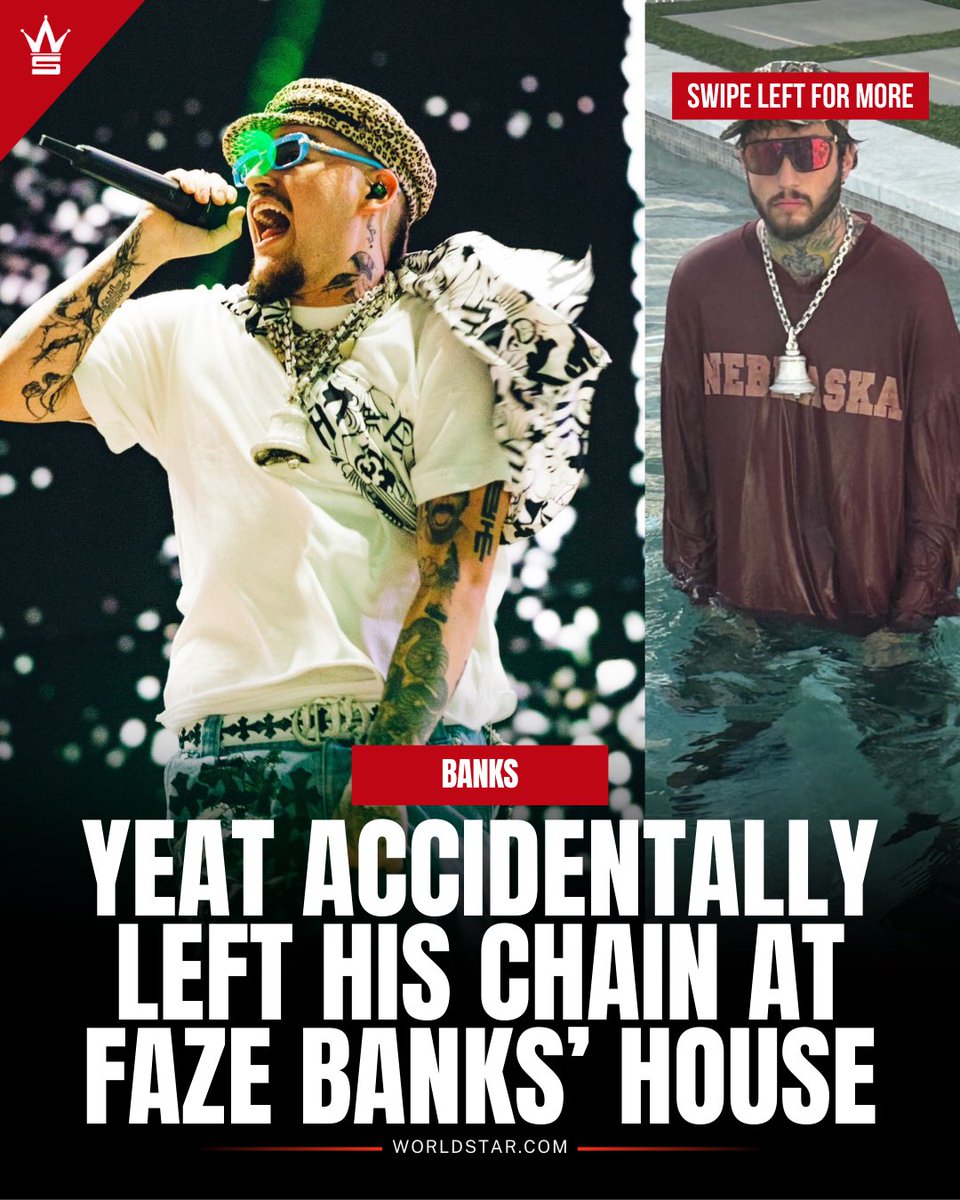 WORLDSTAR's tweet image. #Yeat accidentally left his chain at #FaZeBanks’ house 💿 💸