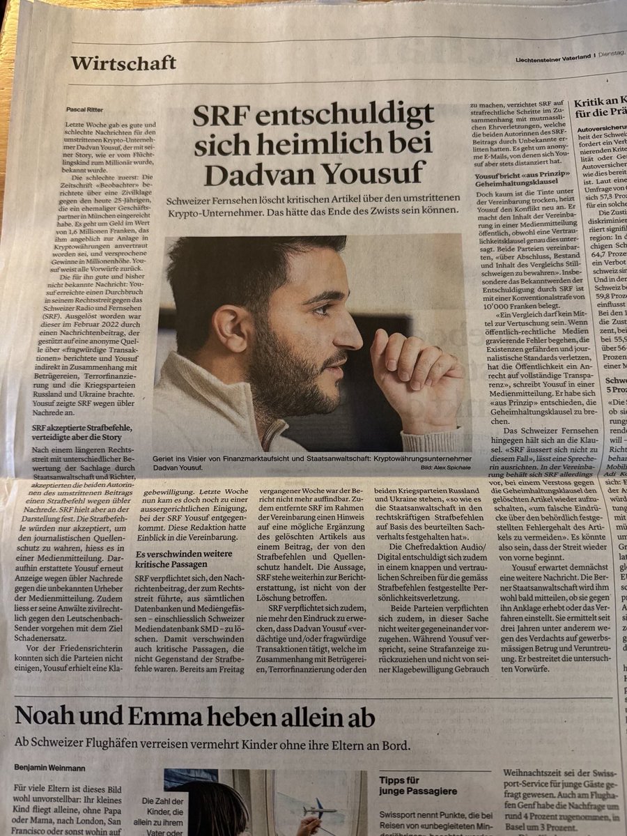 Cryptonnis's tweet image. Die Sache mit SRF ist abgeschlossen. Der Artikel wurde gelöscht, eine Entschuldigung ausgesprochen. Für mich ist das Thema damit erledigt.